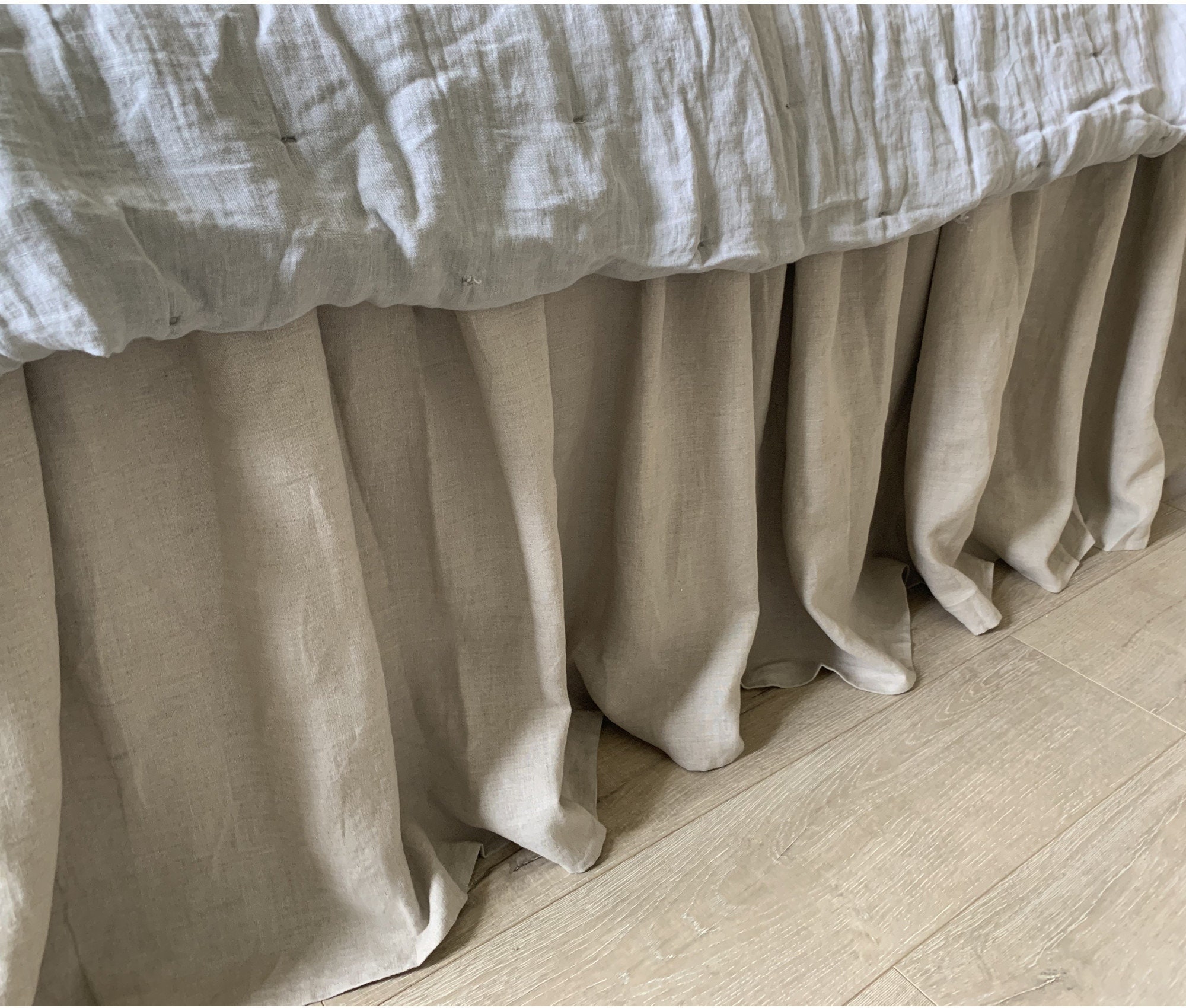 Natural Linen Bed Skirt in DARK LINEN Shade Linen Dust Etsy
