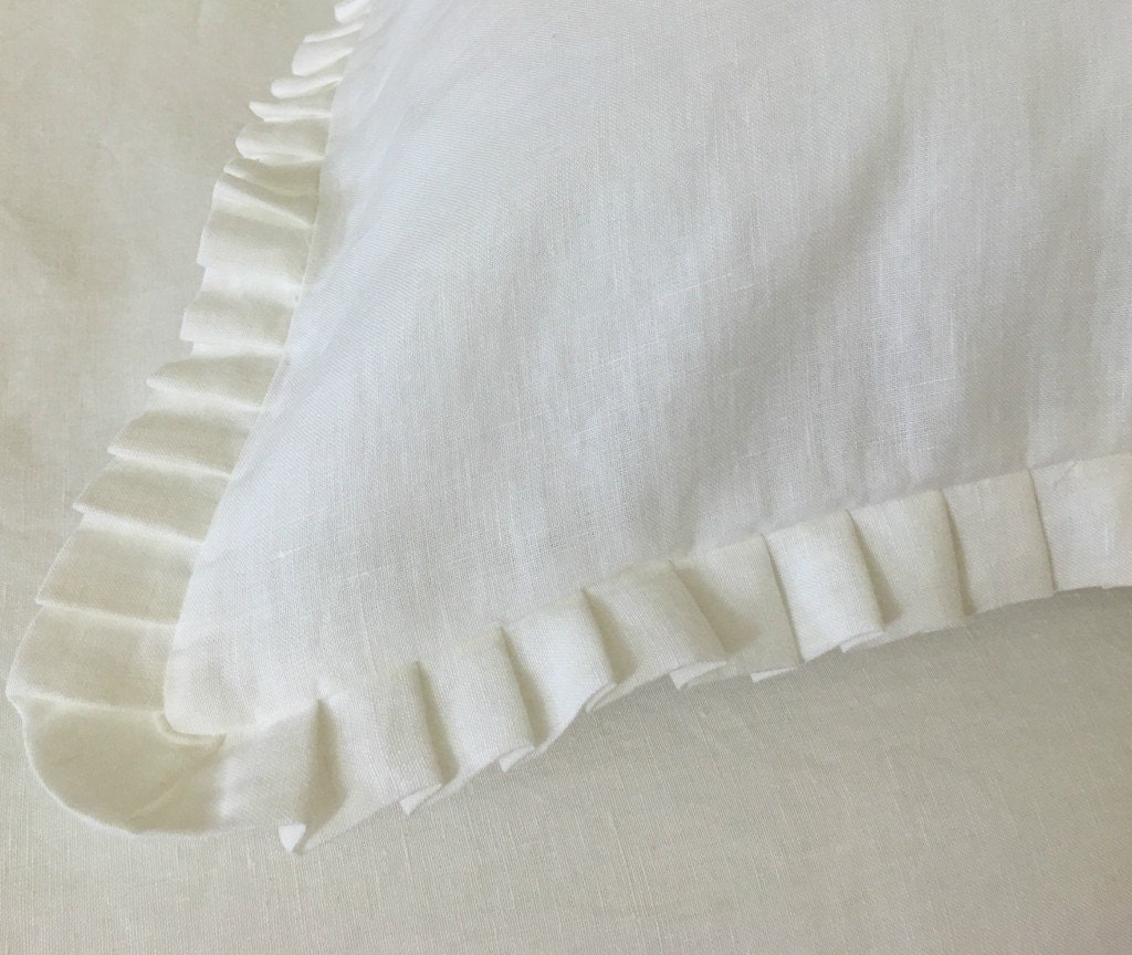 Linen Ruffles Color Linen Ruffled Duvet Cover With Pleated Ruffle Style, Linen Bedding ...