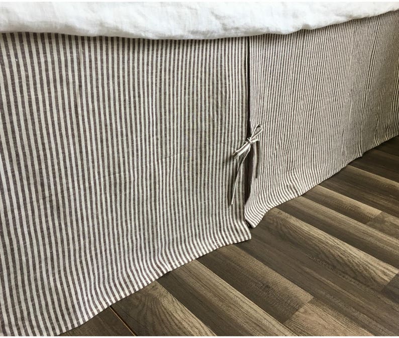 Tailored Pleated Linen Bed Skirt with Ties Multiple Colors to Etsy