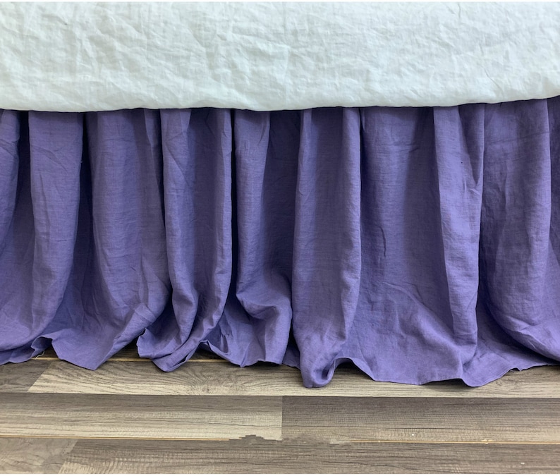 Eggplant Purple Bed Skirt Natural Linen Purple Linen Dust Etsy