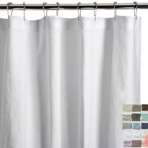 Natural Linen Shower Curtain Dries fast, Custom Shower Curtain Extra Long, White, Grey, Cream, Pink, Blue, Striped, Chevron image 1