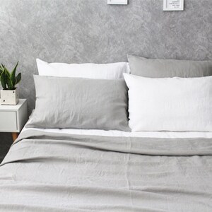 Stone Grey linen duvet cover, queen duvet cover, linen duvet, queen comforter, king comforter, queen comforter set image 2