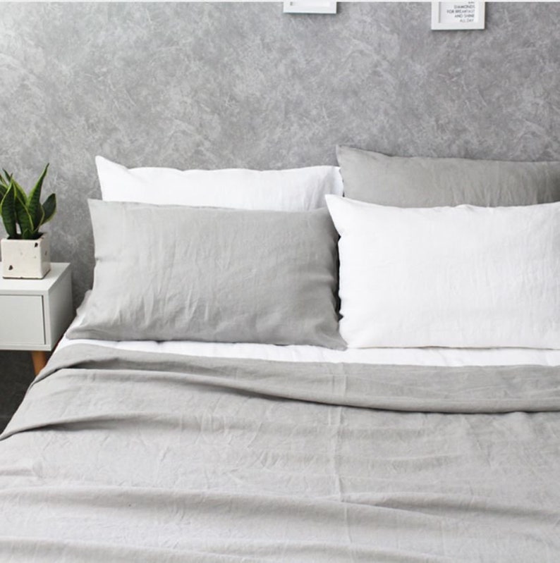 Stone Grey linen duvet cover, queen duvet cover, linen duvet, queen comforter, king comforter, queen comforter set image 2