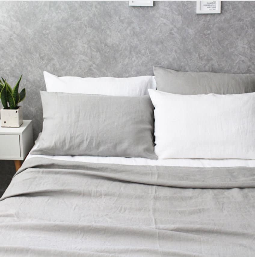 Stone Grey Linen Duvet Cover Queen Duvet Cover Linen Duvet Etsy