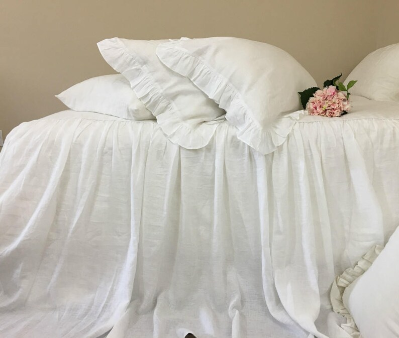 White Bedspread Natural Linen Bedspread White Linen Bed Etsy