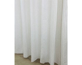 Sale, Beige White Striped Linen Shower Curtain, Ready to ship