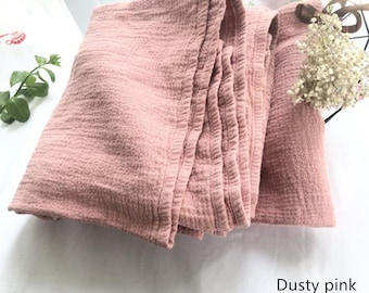 Dusty Pink Linen Blanket with Fringe, Thick and Warm, Gorgeous Size or custom size, Substantial in Weight 82x88"