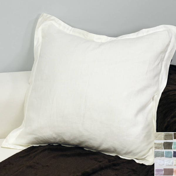 Euro Sham Covers with Flange, 100% Linen, accented pillow covers, square pillow covers, All Sizes,  41+ Linen Fabric Choices