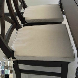 Natural Linen Chair Seat Cover, Seat Slipcover, Custom Made to Fit