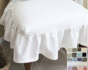 Chair Seat Covers with Ballerina sash ties, dinning chair seat covers,  Handmade from 100% Linen, multiple colors to choose, checkout video