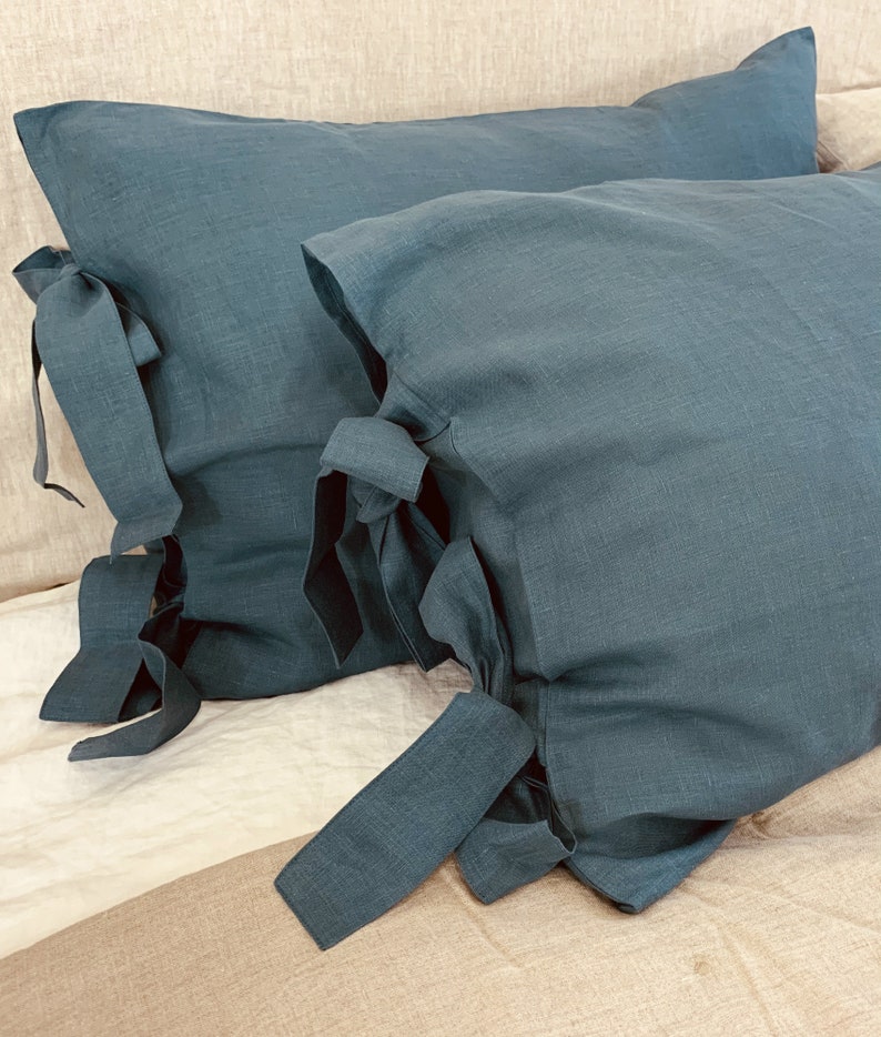 Linen Euro Sham Cover with Ties over 41 colors and patterns Etsy