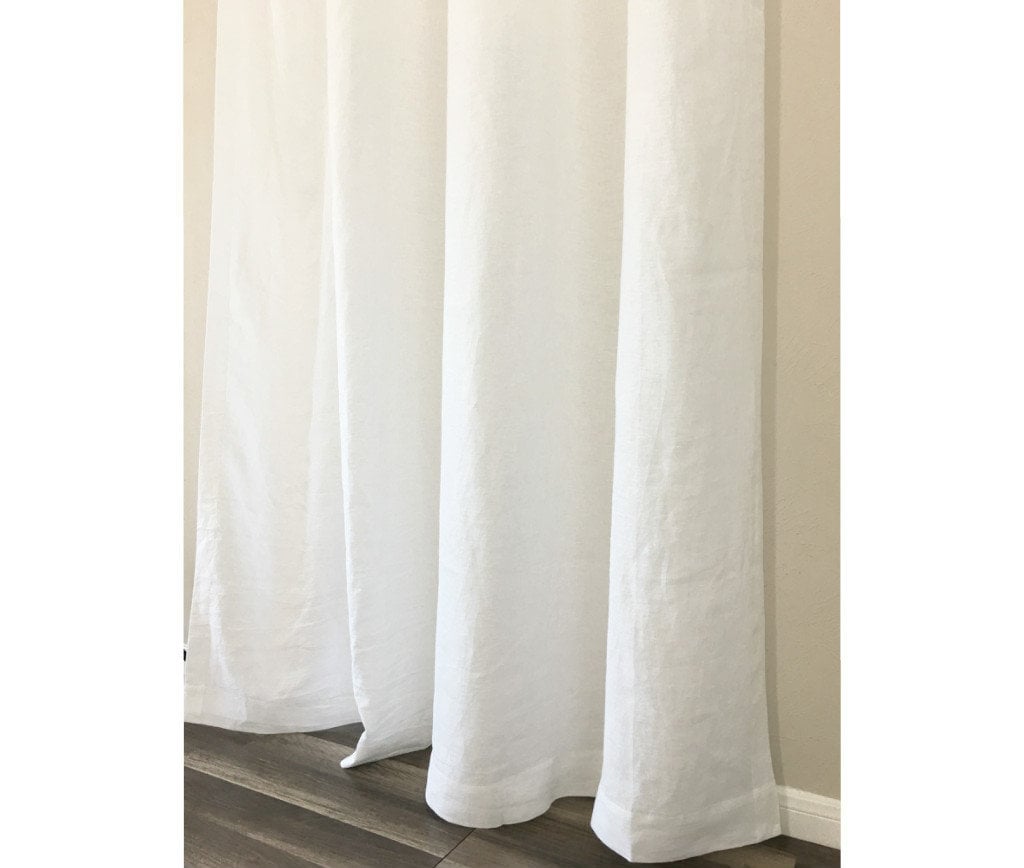 White Linen Shower Curtains Mildewfree 72x72 72x85 72x94 Etsy