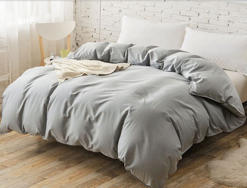 Coin Grey Linen Duvet Coverlight Gray Bedding