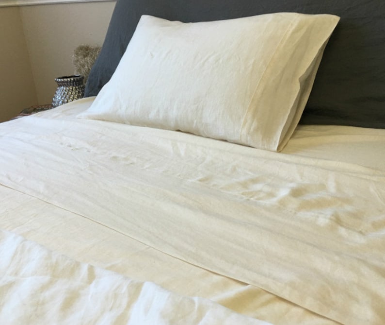 Linen Bed Sheets in Cream Linen Cream Bedding Linen Bedding Etsy