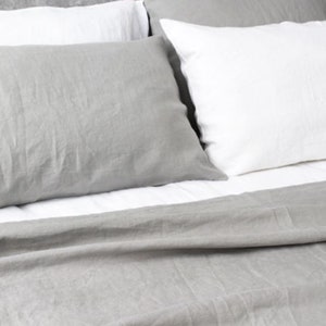 Stone Grey linen duvet cover, queen duvet cover, linen duvet, queen comforter, king comforter, queen comforter set image 3