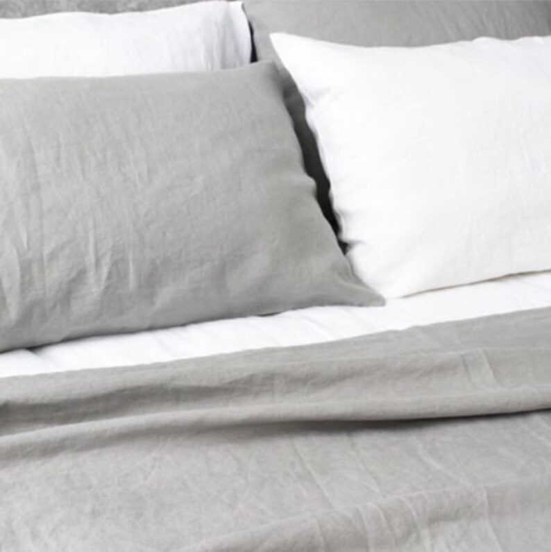 Stone Grey linen duvet cover, queen duvet cover, linen duvet, queen comforter, king comforter, queen comforter set image 3