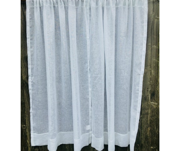 30 Off Pair Of Cafe Curtains In White Linen Sheer 40 50