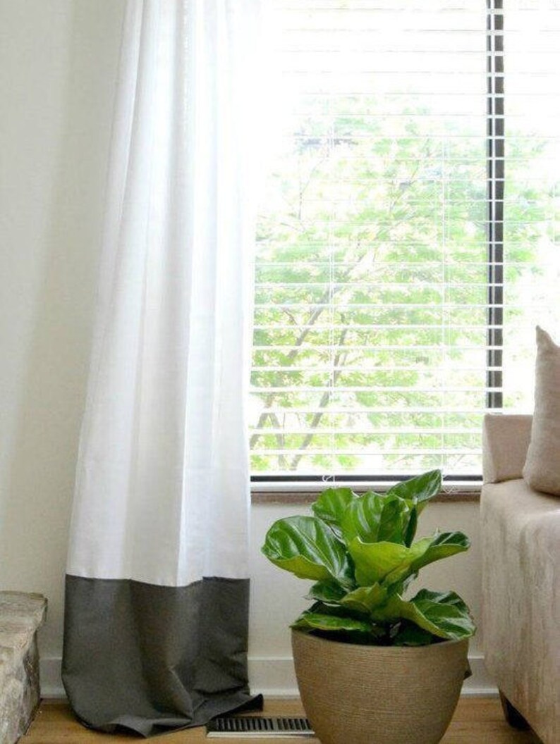 Color Block Curtains Natural Linen Color Block Curtains Etsy
