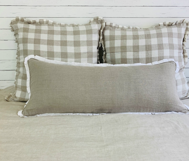 Linen Pillow Sham With Box Pleats and Piping 80 Linen Etsy