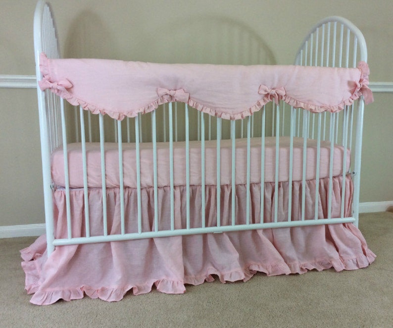 Pink Rail Cover Pink Linen Rail Guard Linen Baby Bedding Etsy