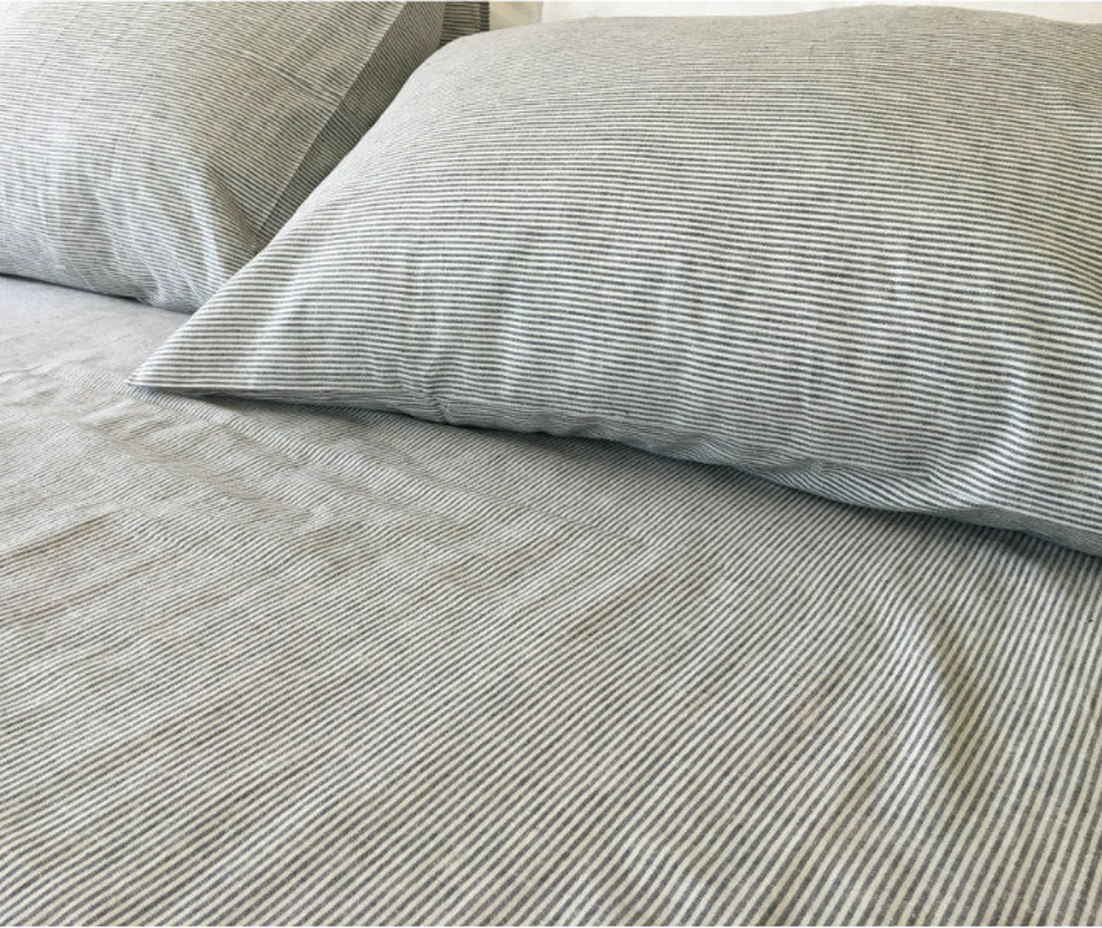 Black and White Ticking Striped sheets set with ticking stripe Etsy