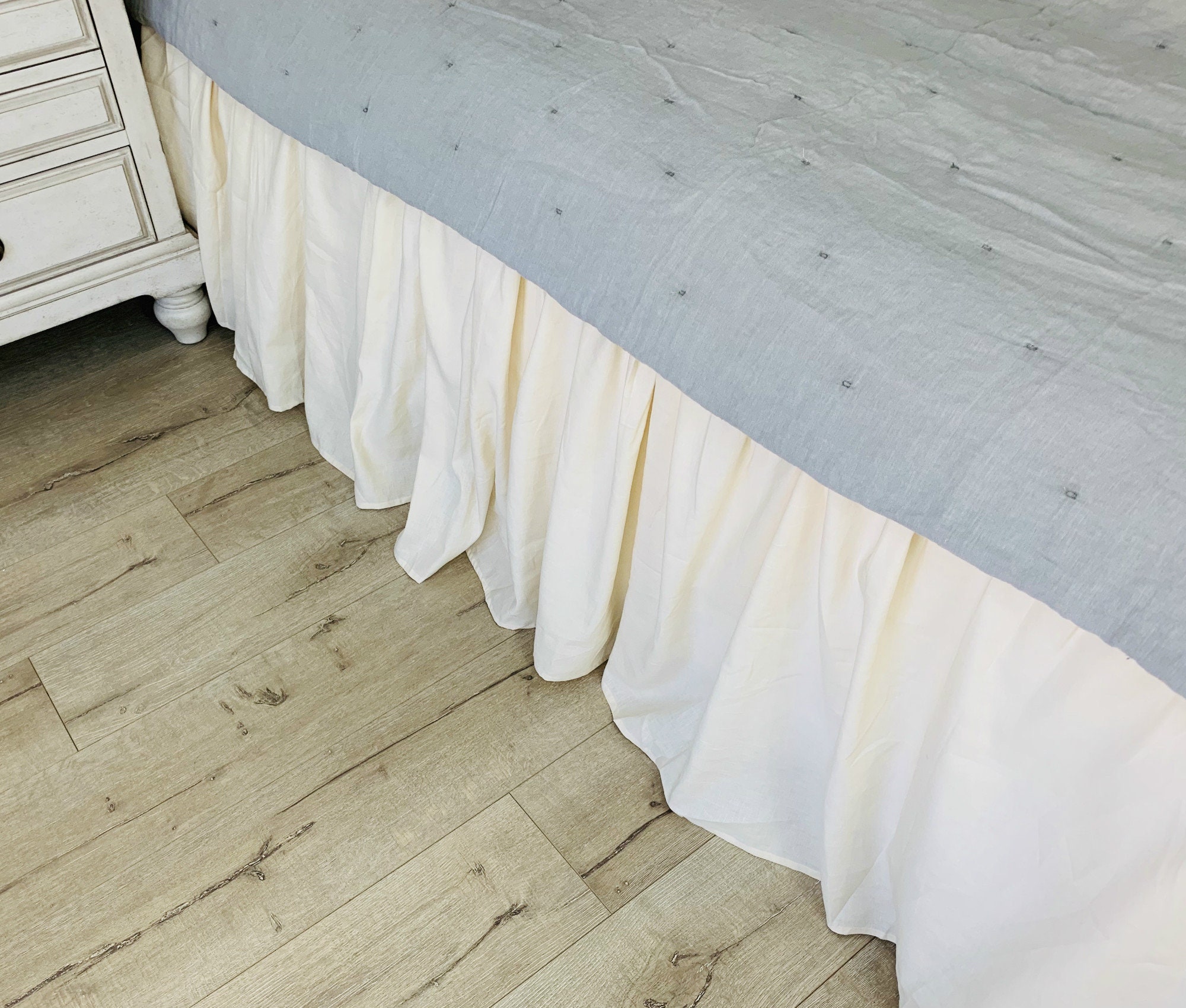 Sundress Cream Linen Bed Skirt Bed Ruffles Linen Dust Etsy
