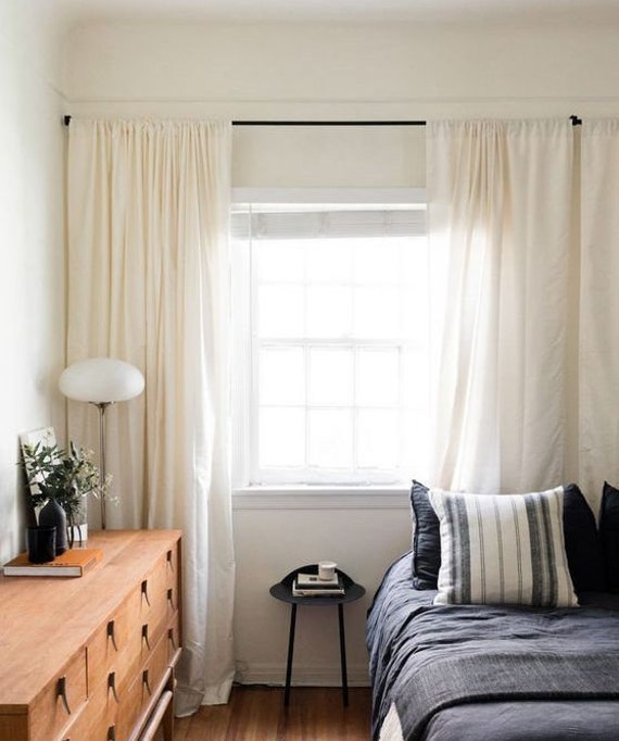 Pair of Cream Linen Curtains Cream Drapes Window Treatments