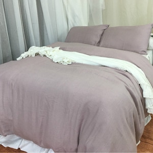 Orchid linen duvet cover, sophisticated purple heavy rustic linen bedding, made from washed linen, available in queen, king, twin and full