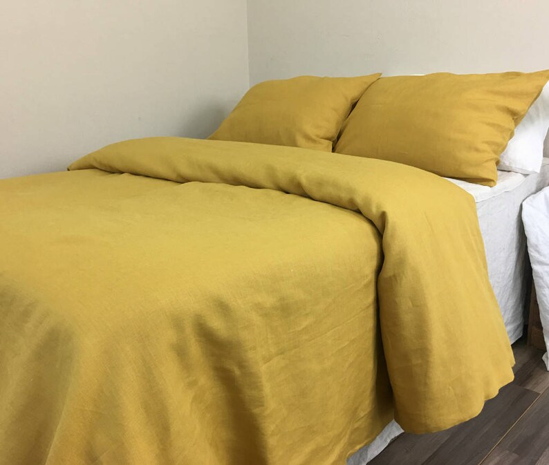 Mustard Gold Linen Duvet Cover Natural Linen Bedding Queen Etsy