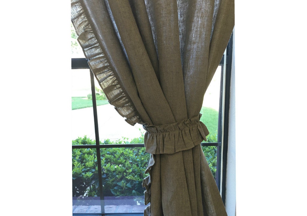 Curtain Rufflet A Pair of Linen Curtains With Ruffles on the Leading Edges, Nursery ...