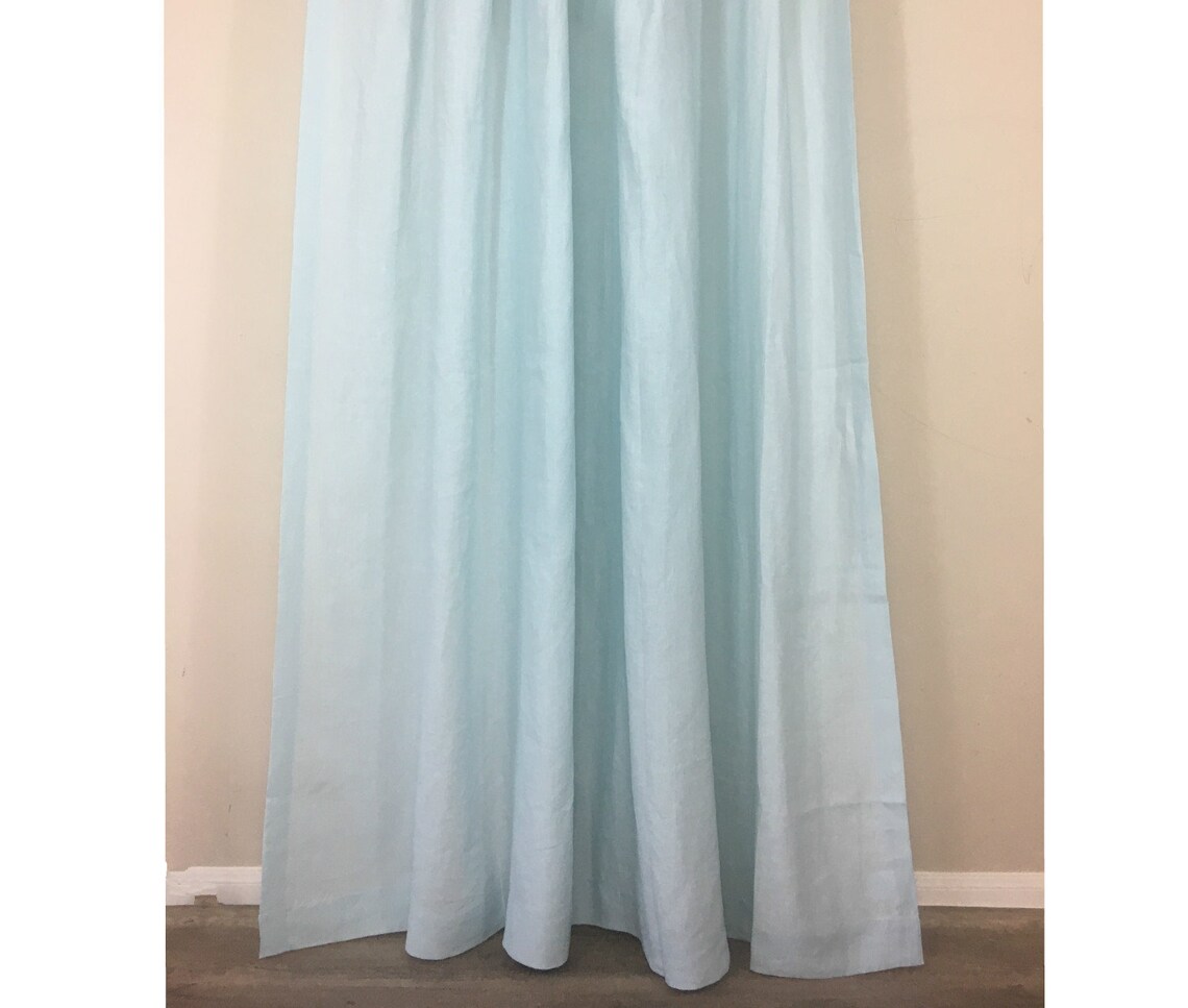 Robin Egg Dove Linen Shower Curtain Greenish Blue Linen Etsy