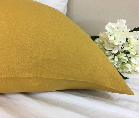 Mustard Gold Linen Euro Sham Cover Gold Yellow Linen Pillowcase