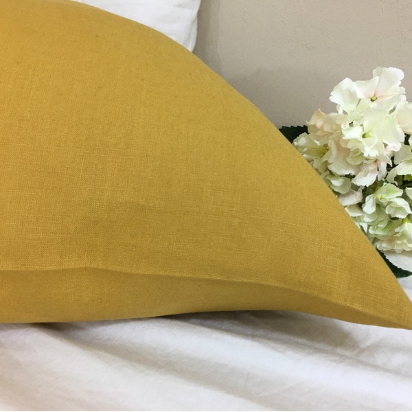 SenapGold Linen Euro Sham Cover, Gold yellow Linen Pillowcase - tutte le taglie, 16x16, 18x18, 20x20, 24x24, 26x26 o Dimensioni personalizzate