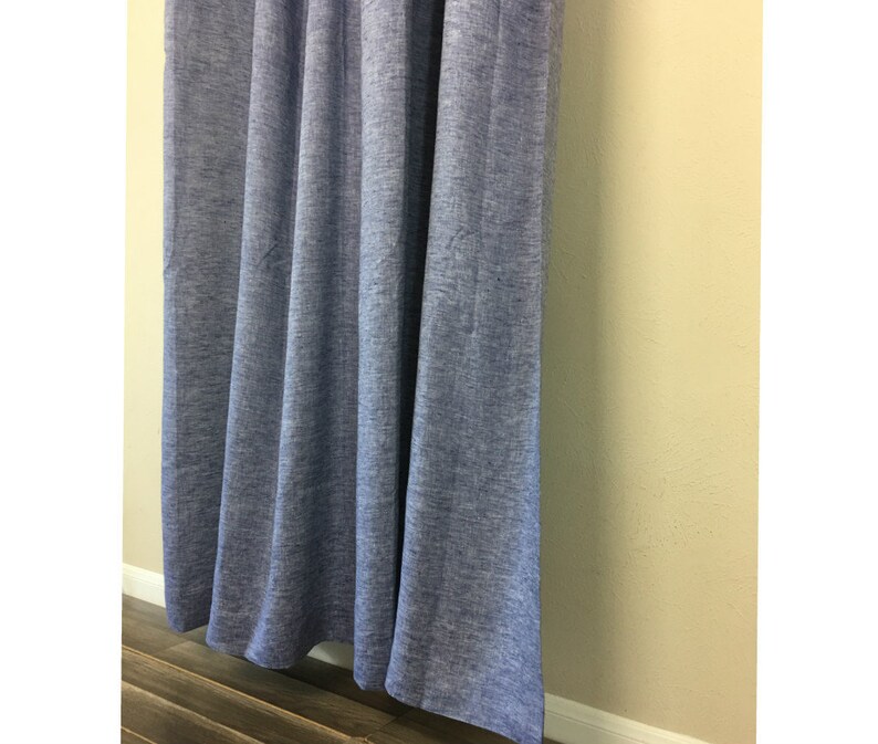 Chambray Denim Blue Linen Shower Curtain Mildewfree 72x72 Etsy
