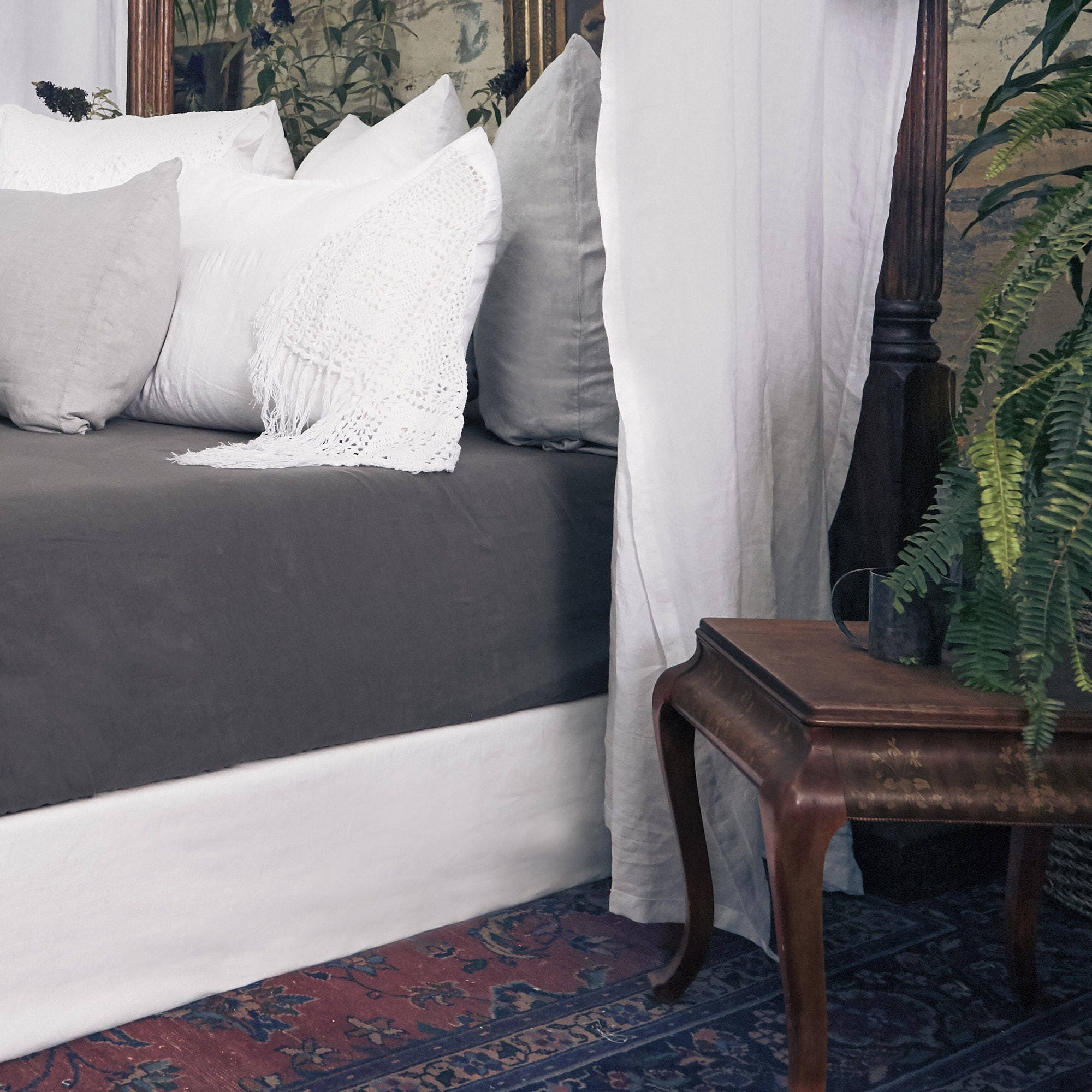 Restoration Hardware Teen Solid Linen Cotton Box Spring Cover Charcoal Full Restoration Hardware Teen Solid Linen Cotton Box Spring Cover Charcoal Full