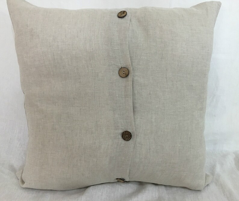 Natural Linen Euro Sham Covers with Classic Button handmade Etsy