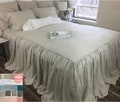 Bedspread with gathered ruffle fall, linen bedspread, ruffle bedding linen, chic bedding,  Shabby Look, queen bedspread, king bedspread,