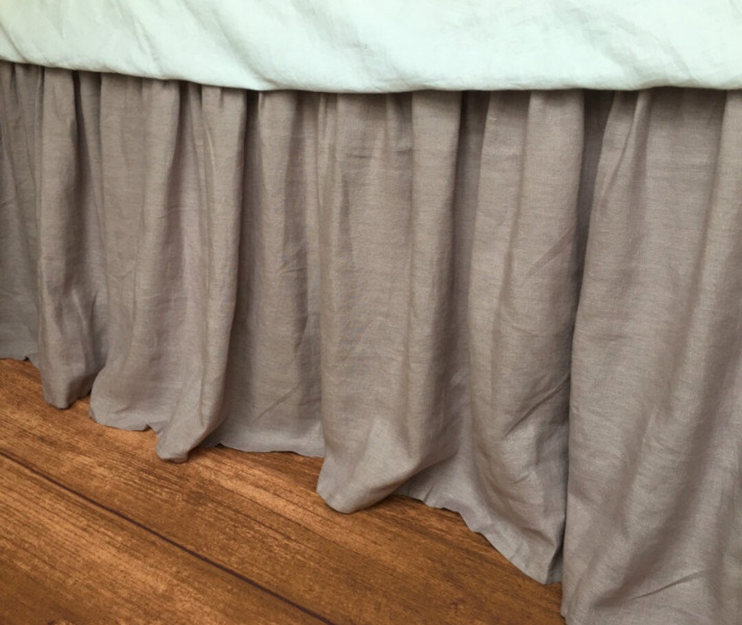 Natural Linen Bedskirt in Orchid, Medium Weight Linen Fabric, Bed
