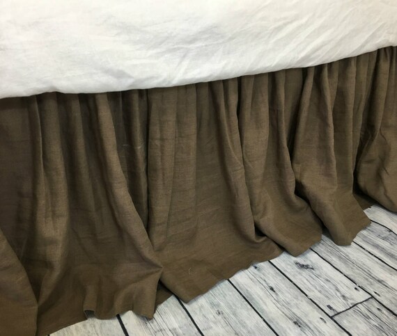 Cedar Dark Brown Linen Bed Skirt, Dark Gray Twin Bed Skirt