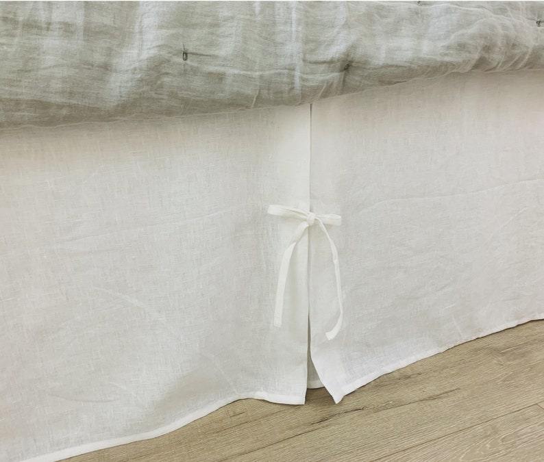 Tailored Pleated Linen Bed Skirt With Ties Multiple Colors to Etsy