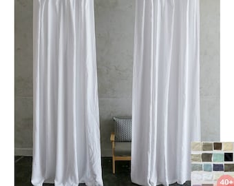 Cortinas de lino personalizadas: blanco, gris, crema, rosa, azul, rayas y chevron. Más de 80 colores. Tamaño personalizado. Hecho a medida.
