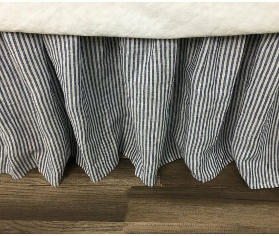 Navy blue top bed skirt queen