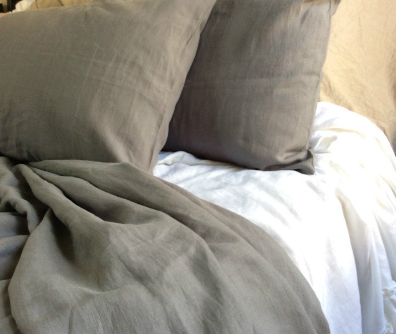 Medium Grey linen duvet cover, linen duvet cover, grey linen duvet cover, queen duvet cover, king duvet cover, linen bedding image 4