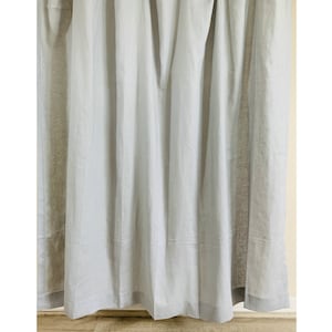 Coin Grey Shower Curtain, Light Gray Natural Linen Shower Curtain, 72x72, 72x85, 72x94, or Custom Size, Mildew-Free