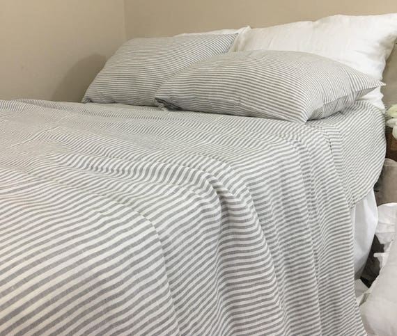 Gray and white striped sheets deals