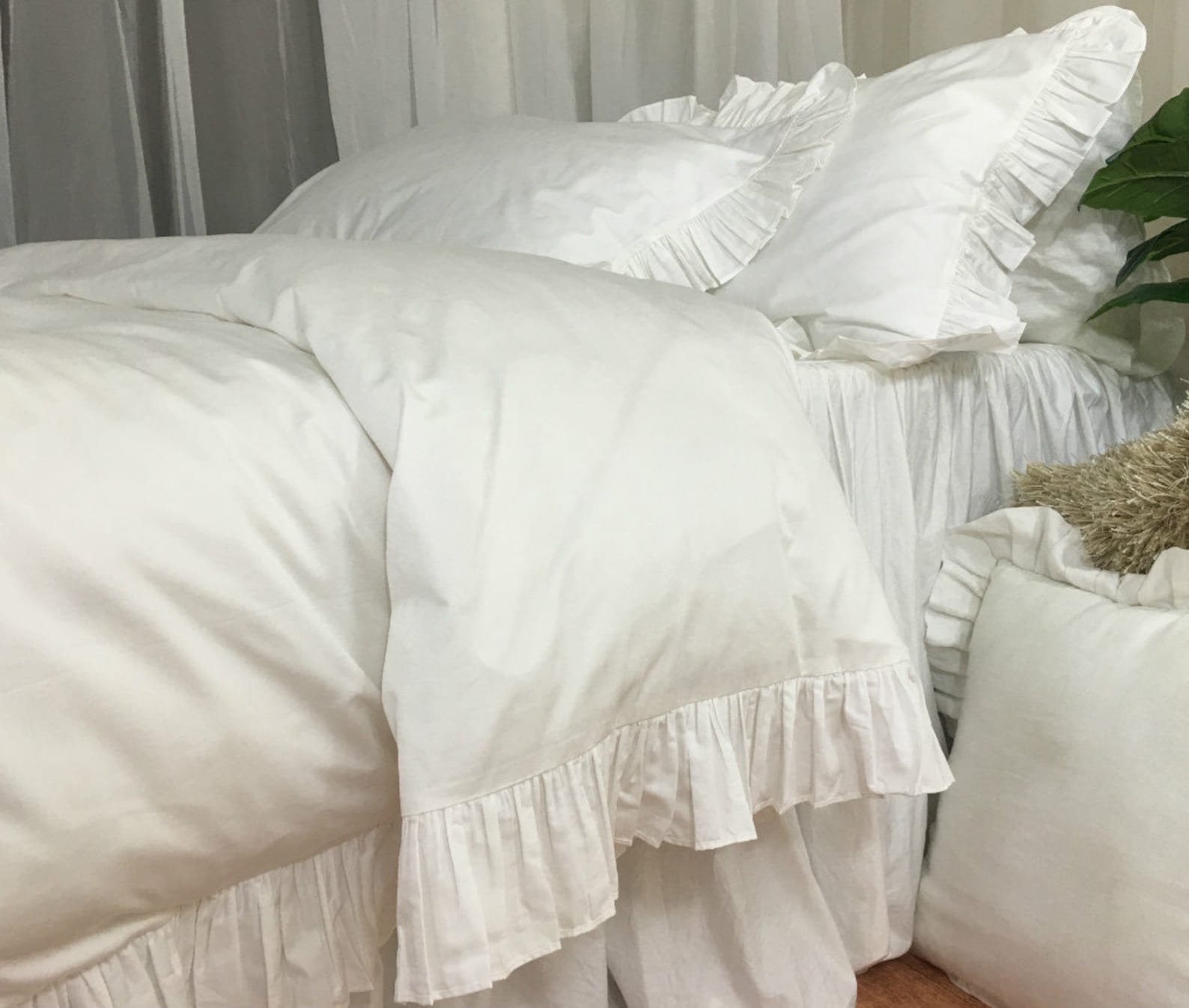 White Ruffle Duvet Cover custom made from long staple pima Etsy