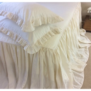 Bedspread Cream linen bedspread, cream bedding, linen bed cover, shabby chic bedding, queen bedspread, king bedspread