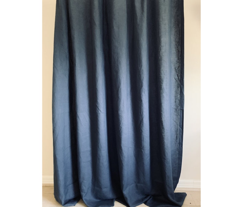 Midnight Blue Linen Shower Curtain Dark Navy Linen Shower Etsy