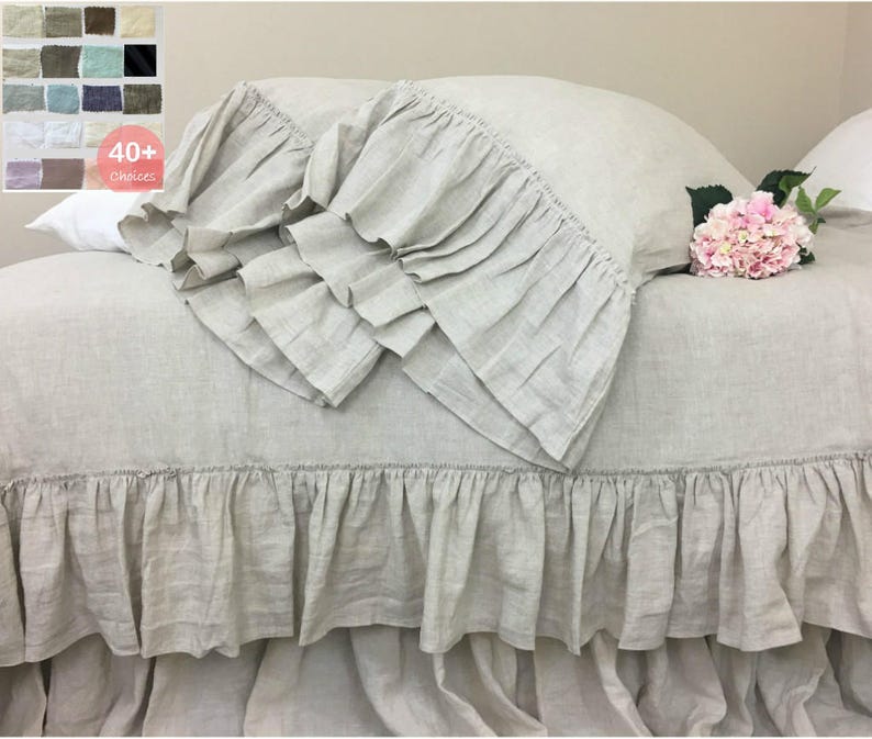Shabby Chic linen duvet cover with country mermaid long Etsy