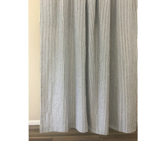 Slate Gray And White Striped Shower Curtain Mildew Free Etsy